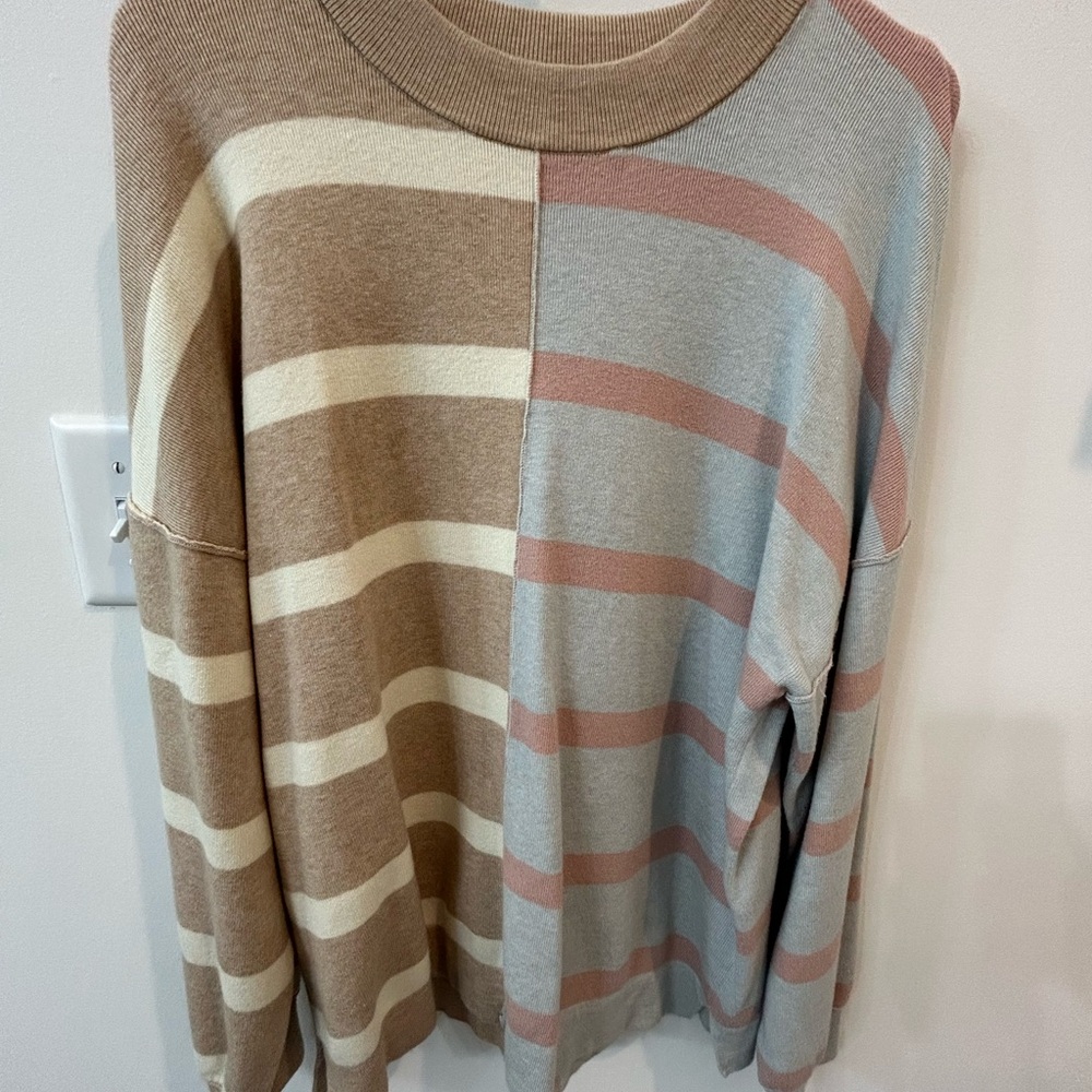 Striped half color sweater